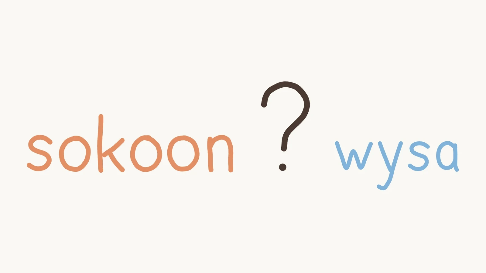 The sokoon wordmark in orange and the Wysa wordmark in blue, separated by a brown hand-drawn question mark